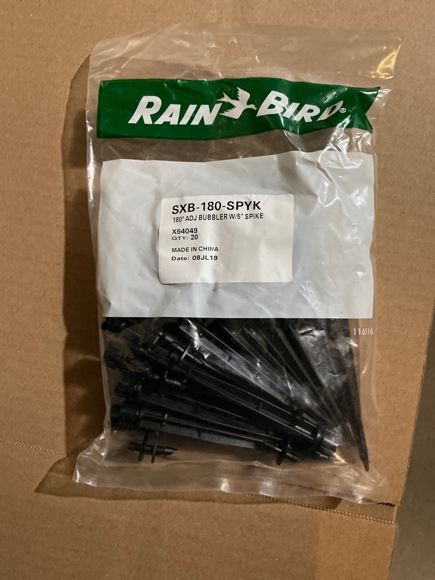 Rainbird 180 Adj Bubbler w/5" Spike Bag of 20